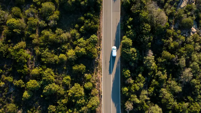 drone view green car fuels