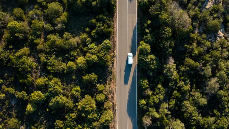 drone view green car fuels 
